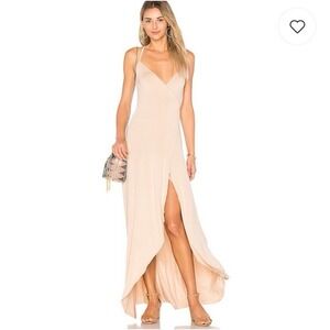 Clayton S Maxi Wrap Dress Revolve Nude Beige Bare Tie Sleeveless Dita Minimalist